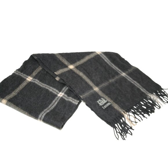 Jos. A Bank Other - Jos A Bank 100% Cashmere Scarf Mens Gray Plaid Soft Quiet Luxury Neutral Classic